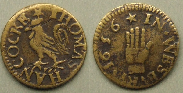 Westbury, Thomas Hancocke 1656 farthing N5616